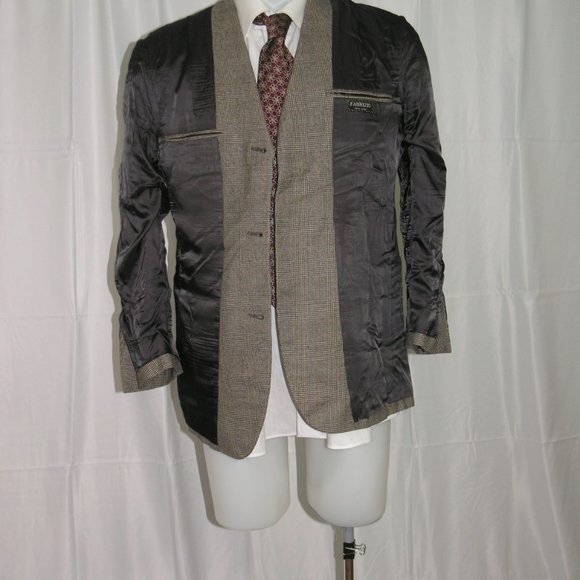 Fabrizio New York Taupe Plaid Three Button Suit 38R - Picture 9 of 13